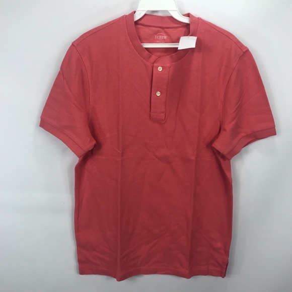 J. Crew Shirts New J Crew Pique Short Sleeve Henley Shirt Pink Poshmark